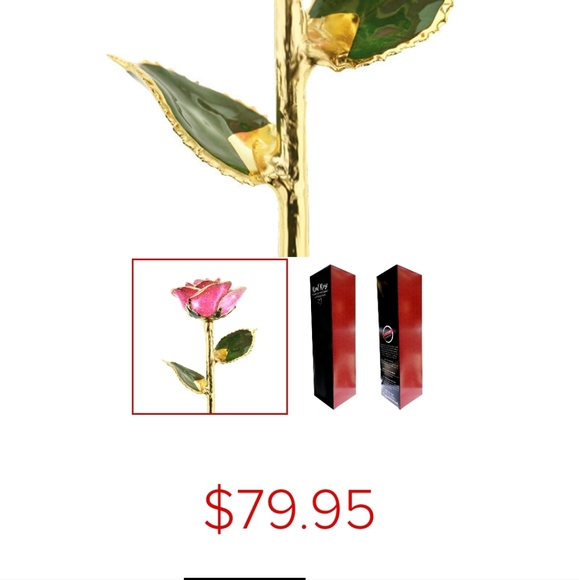 Steven Singer Real Pink Rose Preserved and Dipped in 24 Karat Gold - Picture 11 of 11